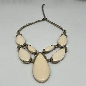 Premier Designs‎ Blanca Brass Tone and Cream Enamel V Neck Necklace
